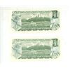 Image 2 : Lot of 2 x1973 canadian consecutive $1 bills-uncirculated