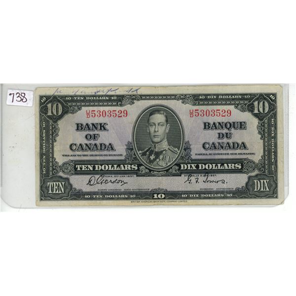 1837 canadian $10 bill
