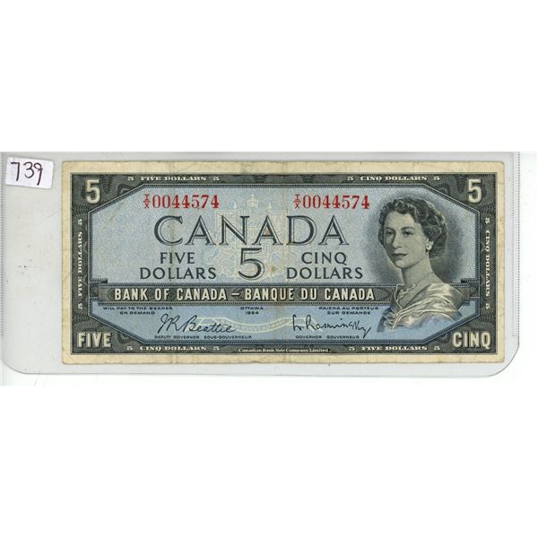 1954 canadian $5 bill
