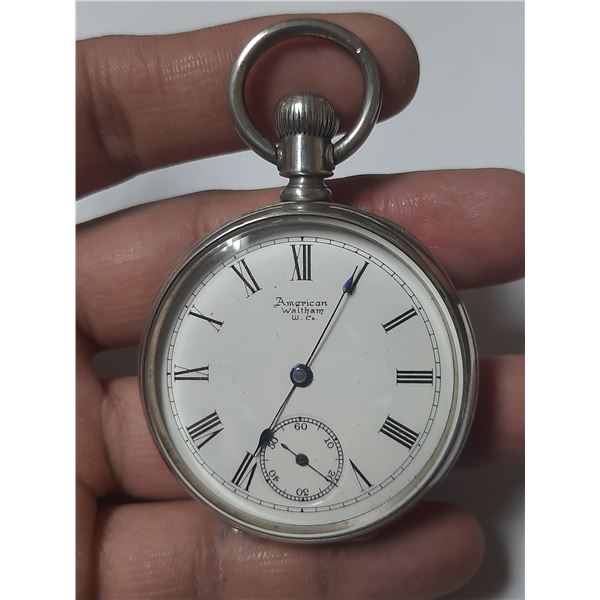 VINTAGE WALTHAM  14S, 7 J POCKET WATCH,  RUNS