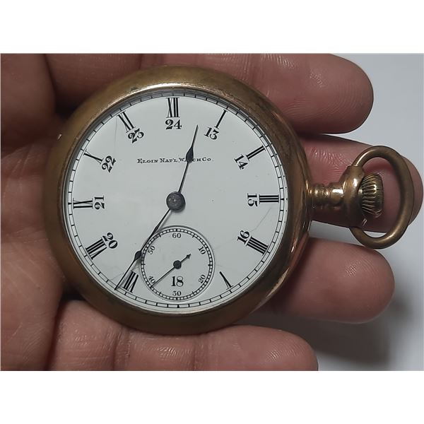 VINTAGE ELGIN  18S, 11 J POCKET WATCH,  RUNS