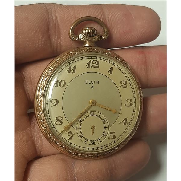 VINTAGE ELGIN  12S, 15 J POCKET WATCH,  RUNS