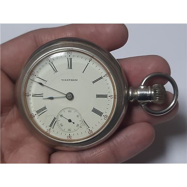 VINTAGE WALTHAM  18S, 17 J POCKET WATCH,  RUNS