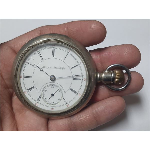 VINTAGE HAMPDEN  18S, 17 J POCKET WATCH,  RUNS