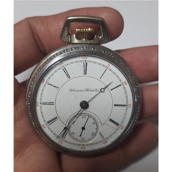 VINTAGE HAMPDEN  18S, 16 J POCKET WATCH,  RUNS