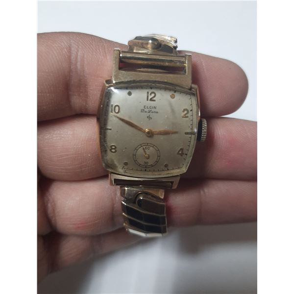VINTAGE ELGIN  ART-DECO, MAN WIND WATCH  17 J ,  RUNS