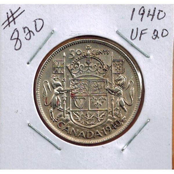 1940 CANADIAN SILVER 50 CENT COIN