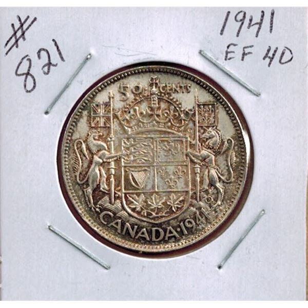 1941 CANADIAN SILVER 50 CENT COIN