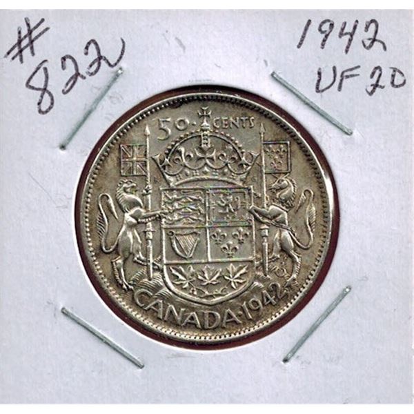 1942 CANADIAN SILVER 50 CENT COIN