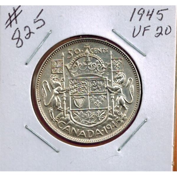 1945 CANADIAN SILVER 50 CENT COIN