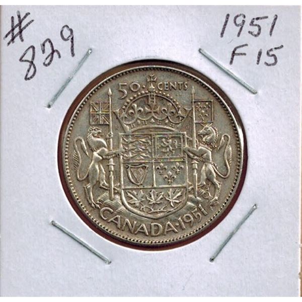 1951 CANADIAN SILVER 50 CENT COIN
