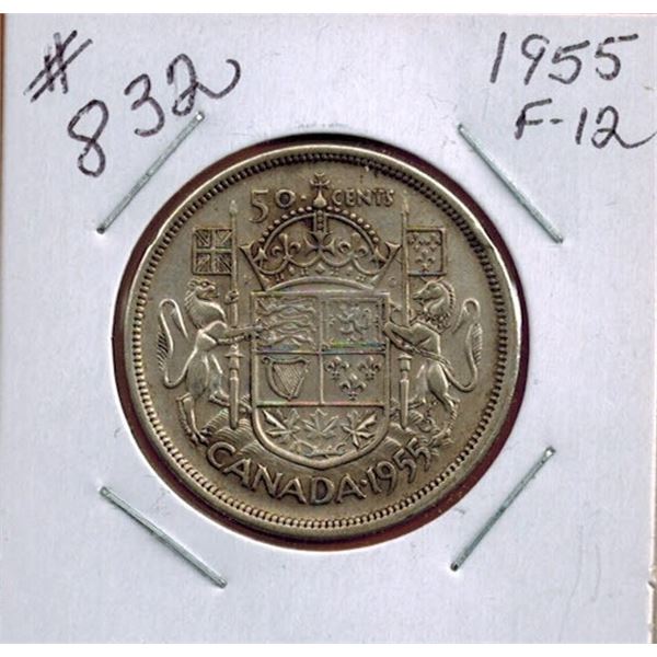1955 CANADIAN SILVER 50 CENT COIN