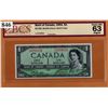 Image 1 : 1954 BANK OF CANADA $1.00 DEVIL'S FACE BANKNOTE - BCS GRADED - CHOICE UNC 63