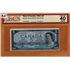 Image 1 : 1954 BANK OF CANADA $5.00 DEVIL'S FACE BANKNOTE - BCS GRADED - EXTRA FINE 40