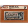 Image 1 : 1954 BANK OF CANADA $100 BANKNOTE - BCS GRADED - ALMOST UNC 55