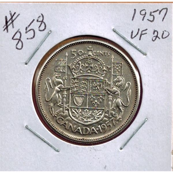 1957 CANADIAN SILVER 50 CENT COIN