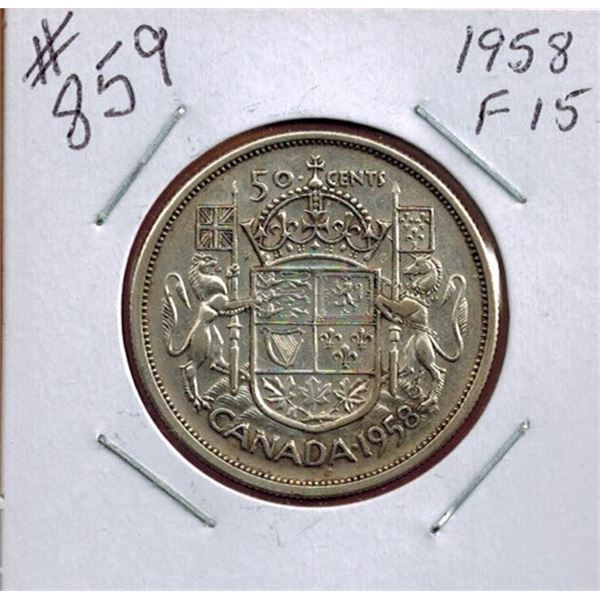 1958 CANADIAN SILVER 50 CENT COIN