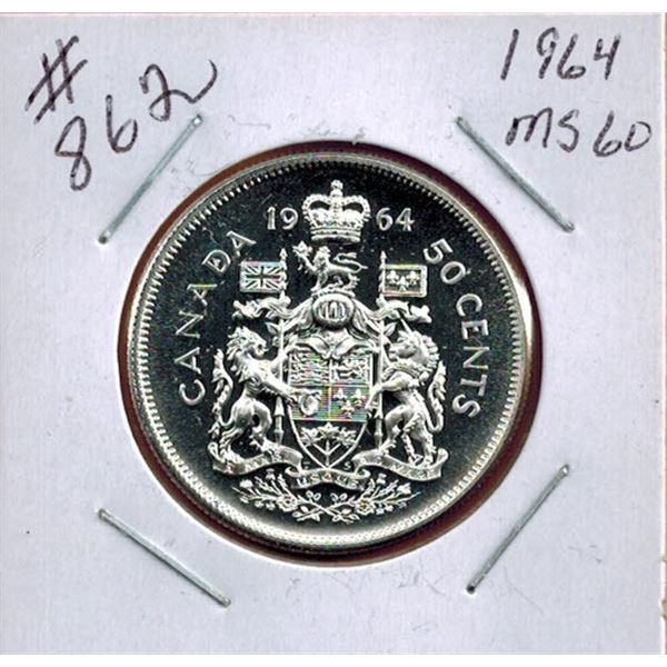 1964 CANADIAN SILVER 50 CENT COIN