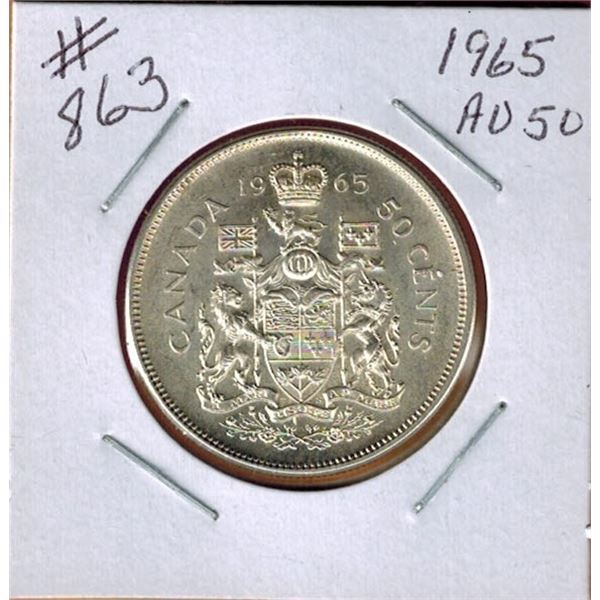 1963 CANADIAN SILVER 50 CENT COIN