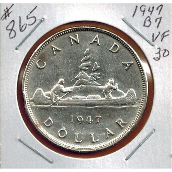 1947 Blunt 7 CANADIAN SILVER DOLLAR