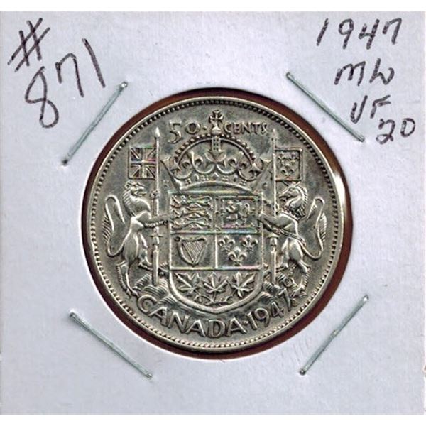 1947 Maple Leaf CANADIAN 50 CENT COIN