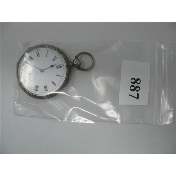 POCKET WATCH - Key Wind - No Key - Not sure if it works or not  - Silver Case - Marked inside  800