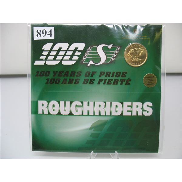 2010 SASKATCHEWAN ROUGHRIDER - GOLD PLATED LOONIE as ISSUED