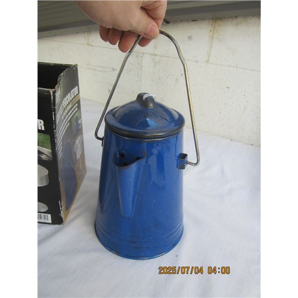 Blue Enamel Percolator Coffee Pot