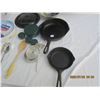 Image 2 : Lot of Camping Cooking Stuff Cast Iron Frying Pans , Utensils Plates Ect.
