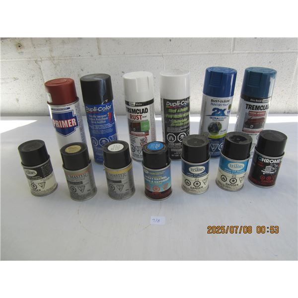 13 Cans of Spray Paint Many Colors