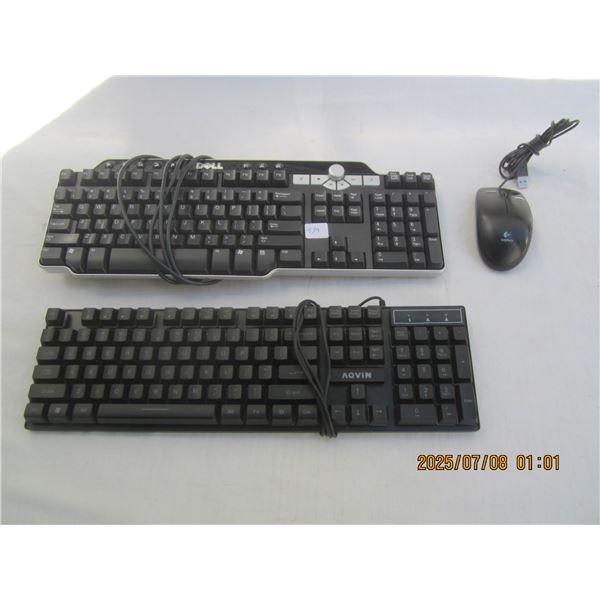 2 Computer Key Boards and a Mouse