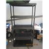 Image 1 : Large Black Plastic Shelf comes apart easily 71 inches tall 36 inches wide 18 inches deep