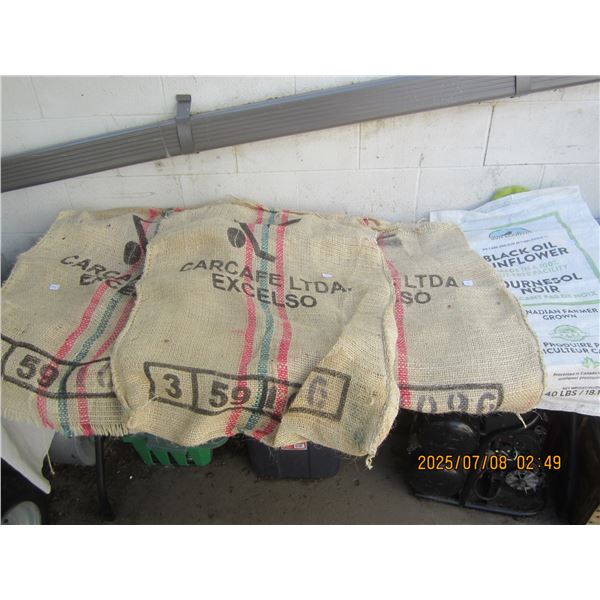 3 Large Potato Sacks and Sunflower Sack