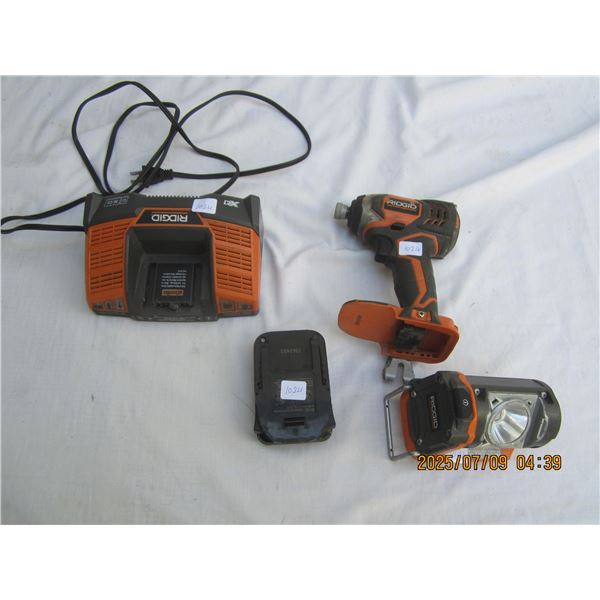 Ridgid Impact Driver Light Good Battery and Charger all Tested and  Working Battery took Full Charge
