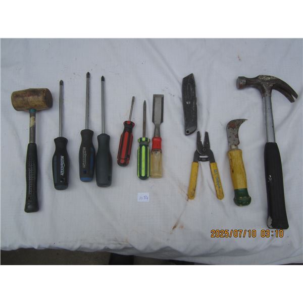 Lot of Hand Tools Hammers Screw Driver, Knife Ect.