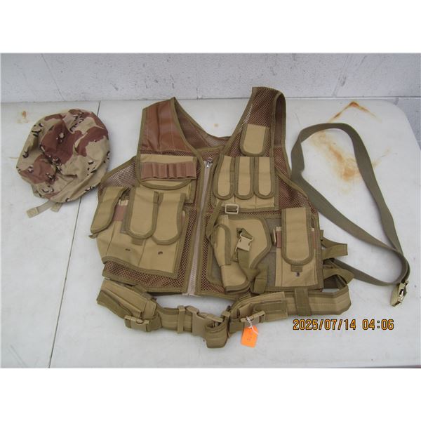 Military Style Vest Helmet Cover and Belt