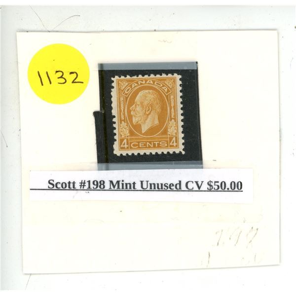 Scott #198 Mint Unused CV $50.00