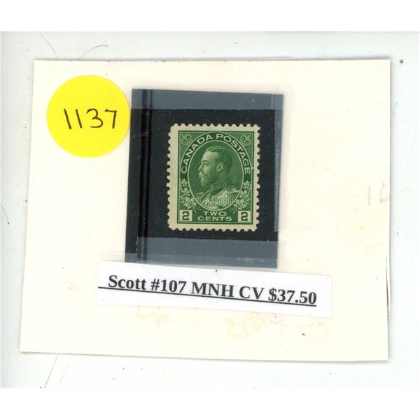 Scott #107 MNH CV $37.50.