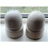 Image 1 : Two white porcelain C.P.R. insulators. One with CPR etched in the porcelain at the top and one print