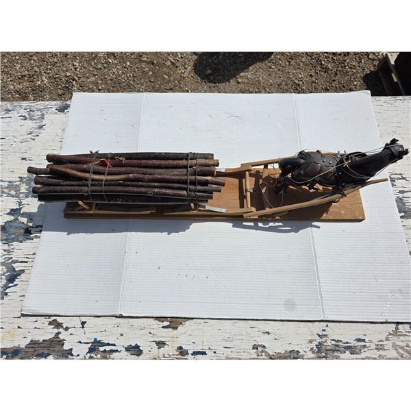 Horse hauling timber decore- 29"L