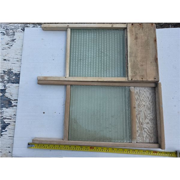 2 antique glass washboards