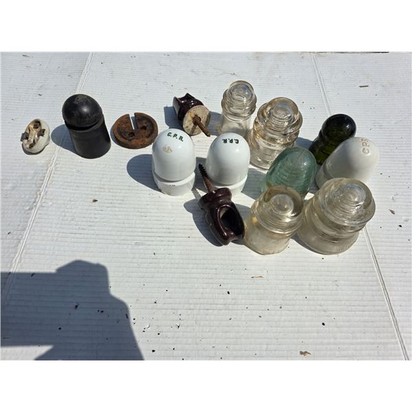 Various insulators- glass and wood