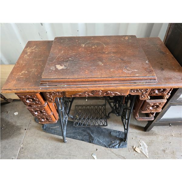 Antique singer sewing machine and desk