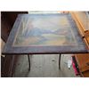 Image 1 : Antique foldable table with picture on top- 29" by 25" by 29"H