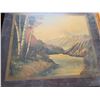 Image 2 : Antique foldable table with picture on top- 29" by 25" by 29"H