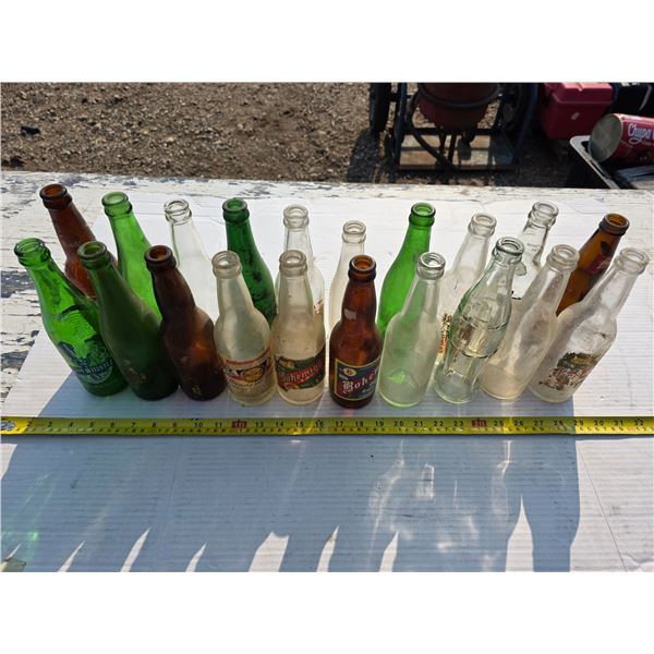 Lot of vintage pop and beer glass bottles