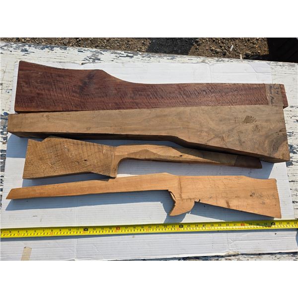 4 hand carved wood gun stocks