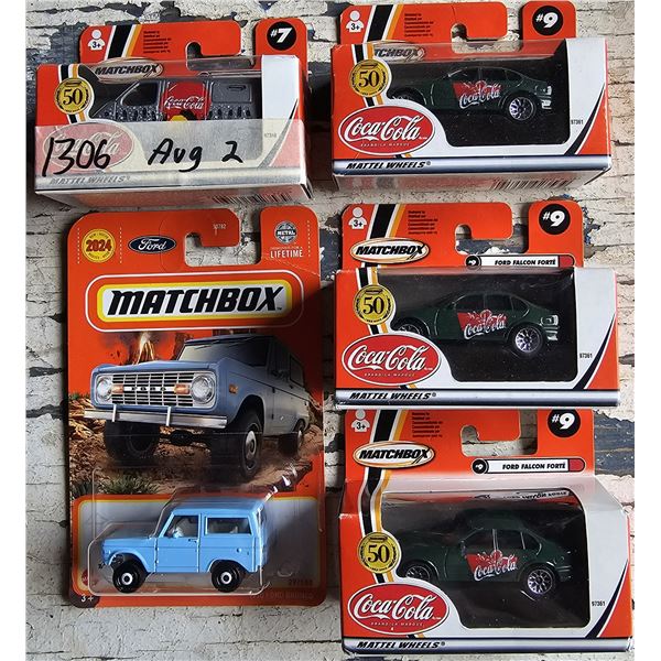 Matchbox #7 Ford Van, #9 Ford Falcon Forte X3, 1970 Ford Bronco