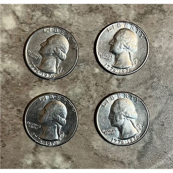 Lot of 4 American Bicentennial quarters 1776 - 1976