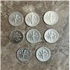 Image 2 : Lot of 8 American US silver dimes from 1946 to 1949